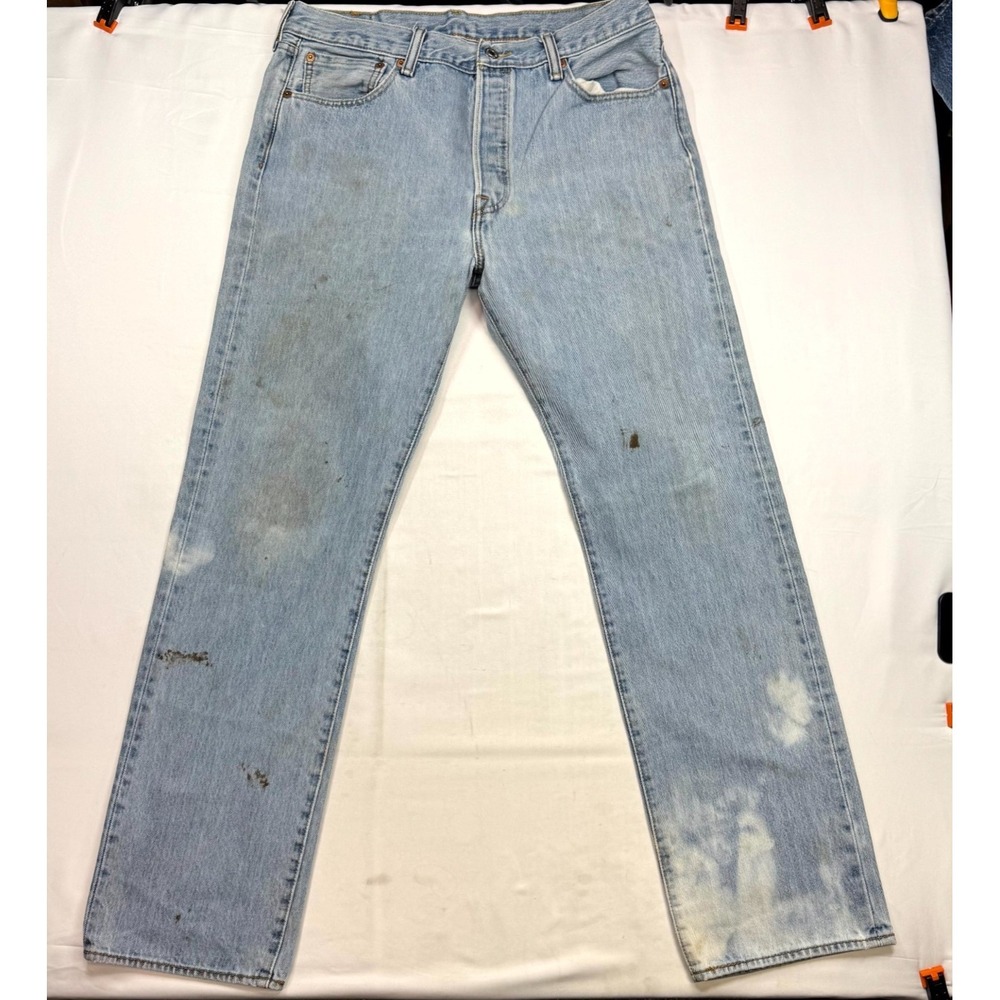 Levi's 501 Jeans Mens Size 34x32 Blue Cotton Denim Straight Leg Button Fly